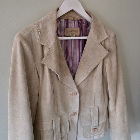 Aldo L Vintage Y2K Bohemian Western Utility Neutral Genuine Suede Jacket - Picture 8 of 16
